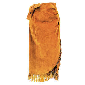 Cedars Suede Fringe Wrap Skirt. Vintage Small